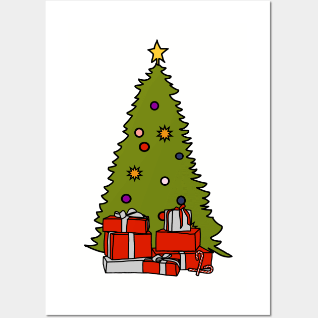 Christmas Tree and Presents Wall Art by ellenhenryart